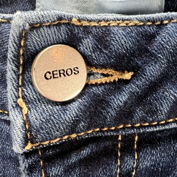 Ceros Denim Flared Studded Jeans Silver Side Rivets Womens 9/29 Retro Sylish - Picture 6 of 15